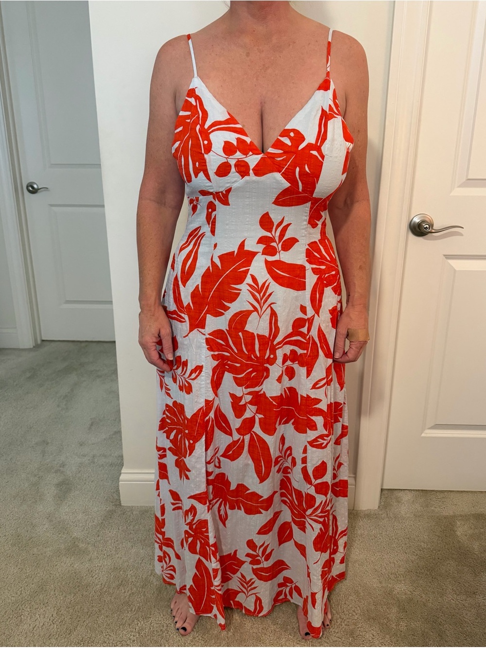 ILLA ILLA White Maxi Dress with Orange Floral Print